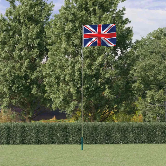 vidaXL Vlag met vlaggenmast Verenigd Koninkrijk 5,5 m aluminium Zilver