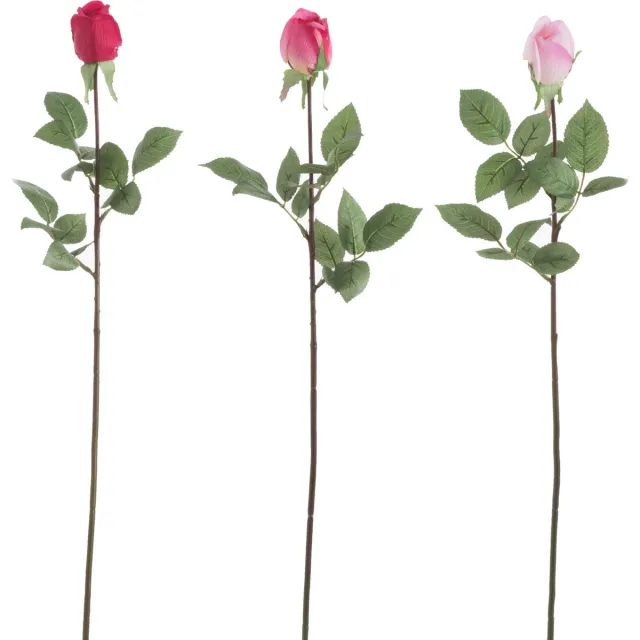 J-Line bloem Roos Dicht Fresh Touch - kunststof - roze - 3 stuks