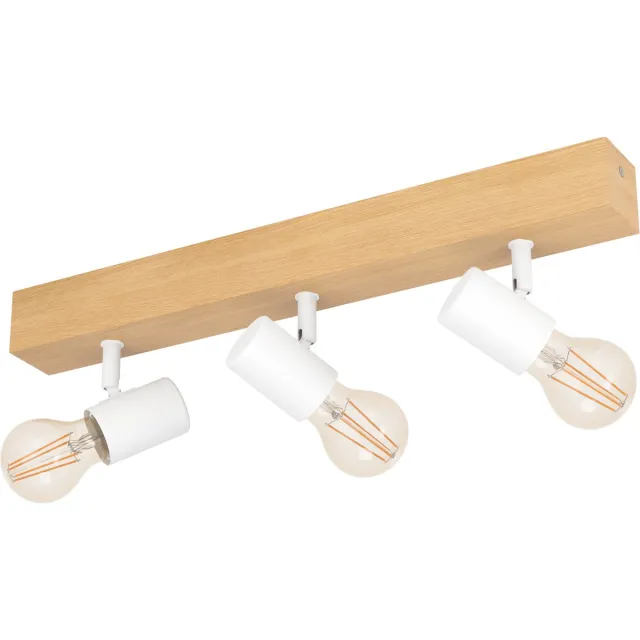 EGLO Townshend 3 - Plafondlamp - 3-lichts - E27 - eikenhout/wit bruin, wit