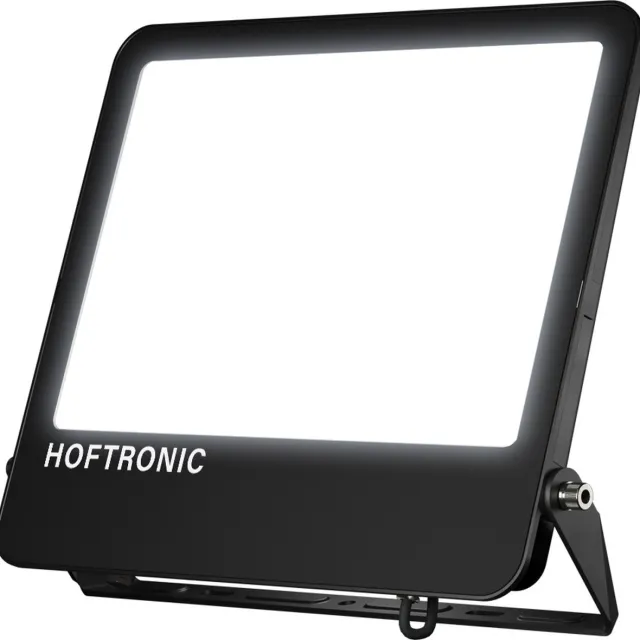HOFTRONIC Luxor V2 LED Schijnwerper 300 Watt 48000 Lumen (160lm/W) - 4000K Neutraal wit licht - IP65 waterdicht - Incl. Ventilatieplug - 5 jaar garantie Zwart
