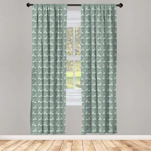 ABAKUHAUS Raamgordijnen – Licht saliegroen-wit 2×75×225 cm – Microvezel – Halfverduisterend Pale Sage Groen Wit