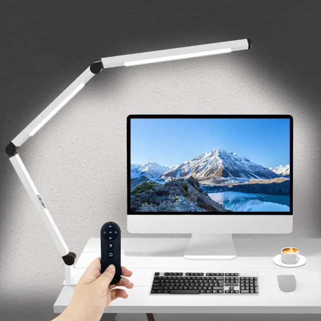 Lampen District LED Bureaulamp - Afstandsbediening - Dual Light Source - 5 Helderheidsniveaus - Bureauverlichting - Hobby werklamp wit