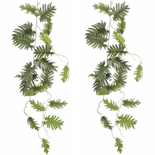 Mica Decorations Mica Decoration kunstplant slinger Philodendron Selloum - 2x - groen - 115 cm - Kamerplant snoer