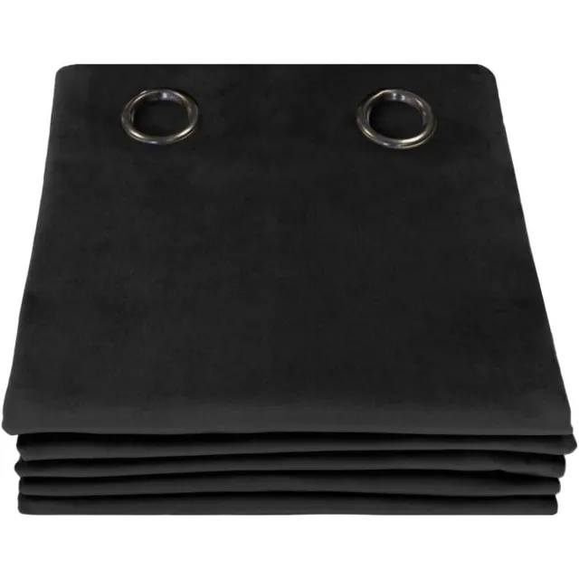 Famanu Geluidsisolerend gordijn 3in1, thermo voor winter en zomer, 100% verduisterend, fluweel, met oogjes, zwart, 130 x 260 cm