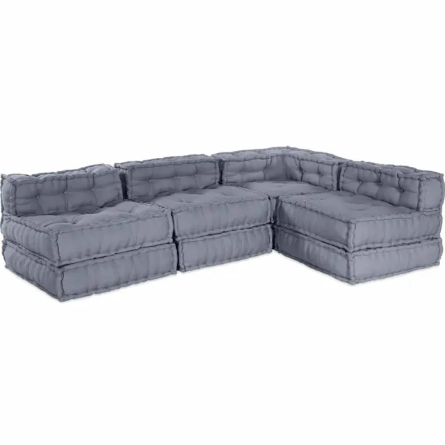 vidaXL Modulair Sofabet Stof Grijs 210 x 140 x 56 cm