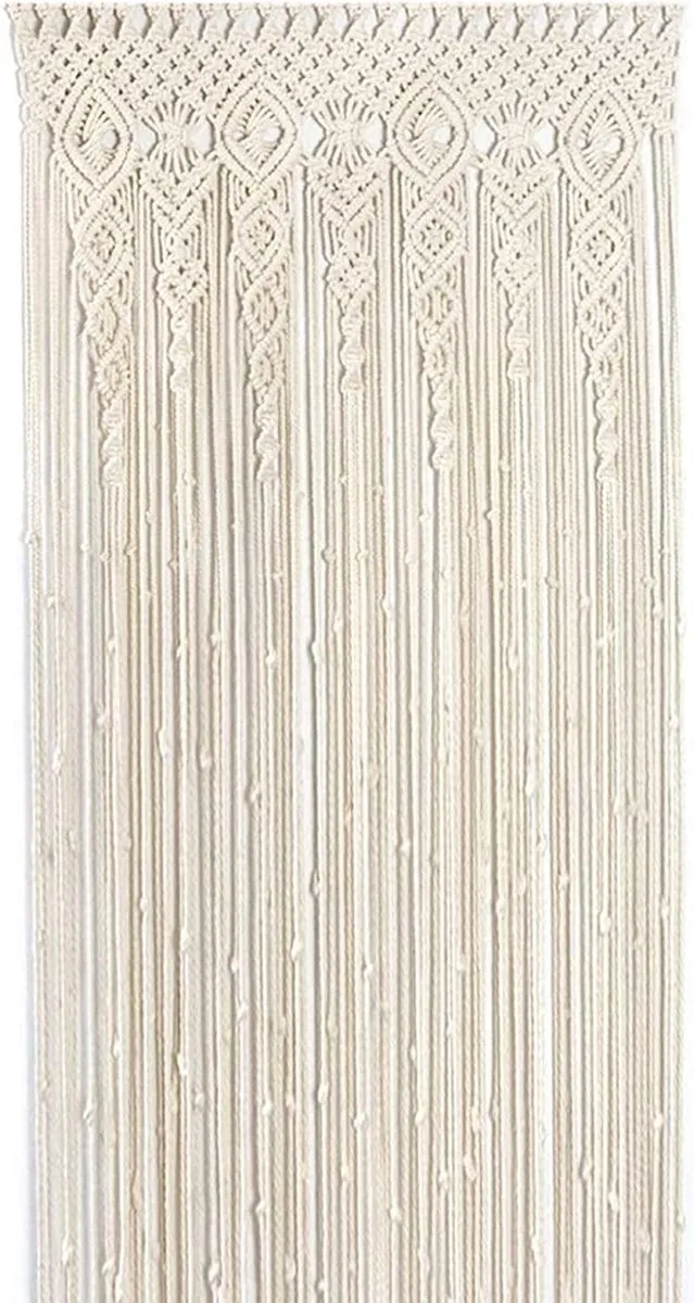 Boho wandgordijn - handgeweven - voor bruiloften en feesten - 1 stuk - natuurlijk katoen Beige
