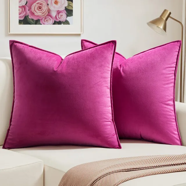 Famanu Rood velours gordijnen set van 2 stuks, 245 cm hoog, zacht en decoratief voor slaapkamer en woonkamer, zichtdicht en thermisch isolerend voor de winter