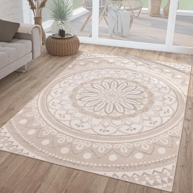 TT Home Binnen- en buitentapijt weerbestendig tuin oosters marokkaans boho-ontwerp 160 x 220 cm Rechthoek 160 x 220 cm Rechthoek beige
