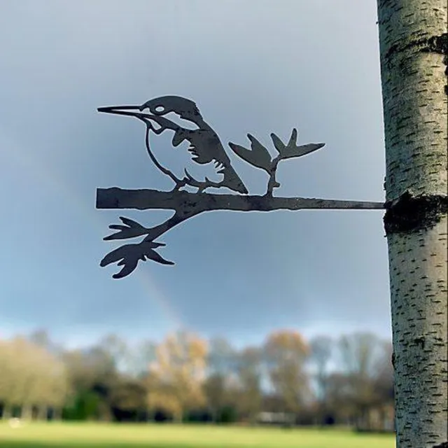Birdwise metalen IJsvogel met blaadjes Metaal