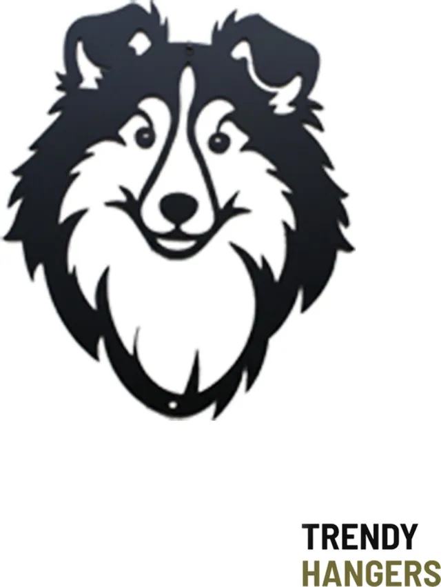 TrendyHangers Sheltie - Shetland Sheepdog portret in gehard staal zwarte coating - hondenkop - muurdecoratie - inrichting interieur