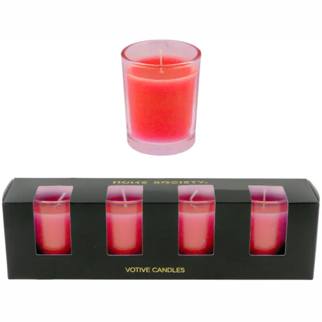 Home Society Votives – Kaarsjes – 4 stuks – Rood – 10 branduren !