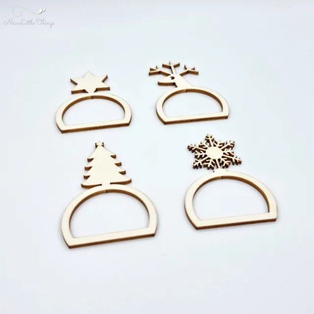 Nice Little Things [Nice Little Things] Set van 4 Kerst Servetringen Hout