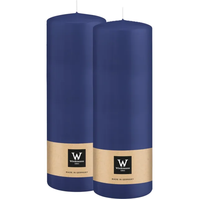 Wiedemann Cilinderkaars/stompkaars - 2x - donkerblauw - 20 x 7 cm - 103 branduren - zuilkaarsen