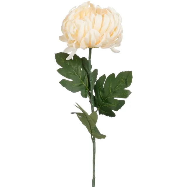 Mica Decorations Levensechte Kunstbloem Chrysant - Zijde - Geen Onderhoud - Decoratie Wit/Creme