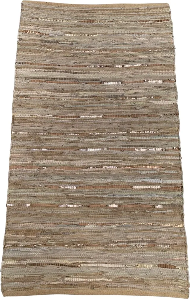 Rocaflor Vloerkleed gerecycled leer geweven beige 160x230cm Beige goud koper