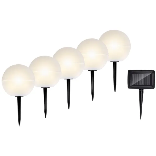 Grundig Solar Tuinverlichting op Zonne-energie – Set van 5 LED Grondlampen – Warm Wit en RGB Kleurverandering