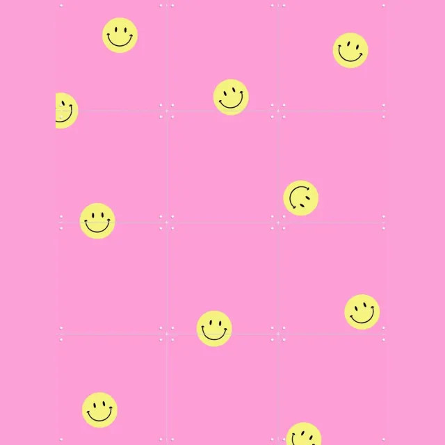 IXXI Smileys Pink, Stadse Spruiten | door Miek illustreert - 60 x 80 cm - Grote wanddecoratie en posters - Speels, Digitale Kunst, Cartoonesk Geel / Roze