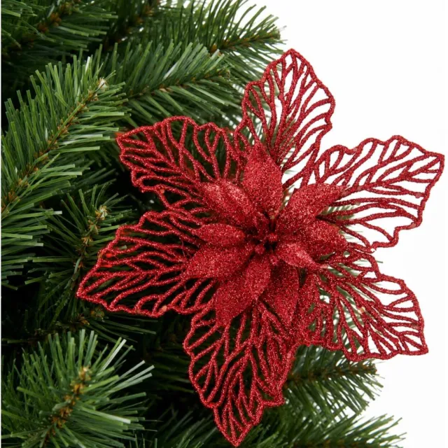 Cosy&Trendy Kerstboomversiering Kerstster - 17 cm - rood glitter - op clip - ornament