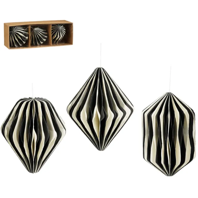 Mica Decorations kerstornament ui druppel - papier - zwart (3 stuks)