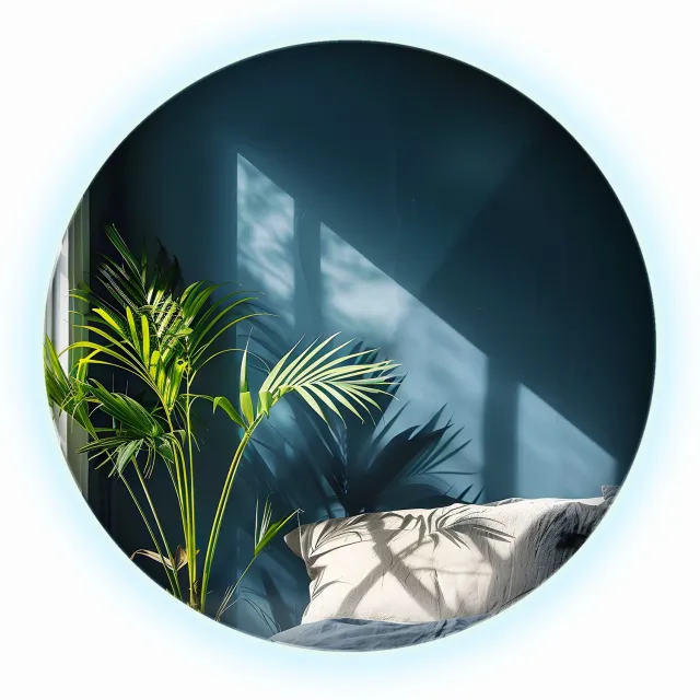 WallMuralia Ronde Spiegel - 60 cm - Grote Ronde Spiegel LED - Wandspiegel LED Koel licht - Decoratieve wandspiegel