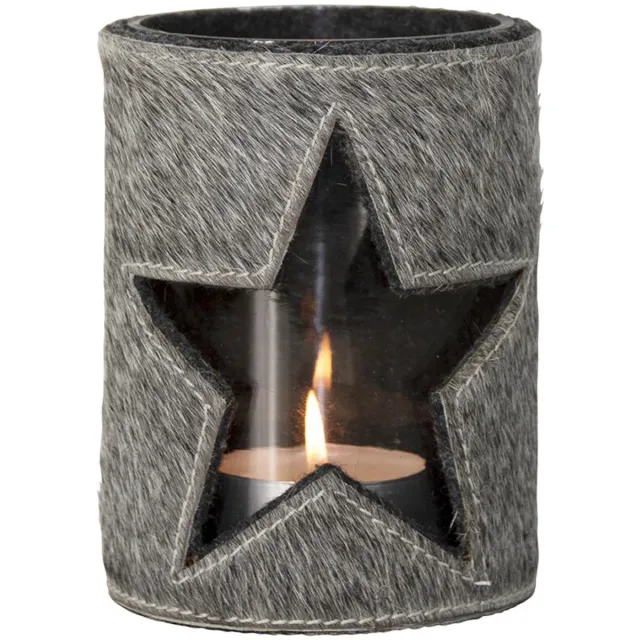 Mars & More Windlicht koe ster grijs 15cm