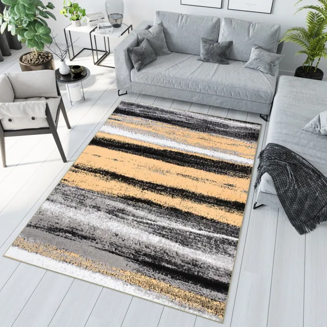 Tapiso Maya Vloerkleed Woonkamer Modern Grijs Geel Tapijt