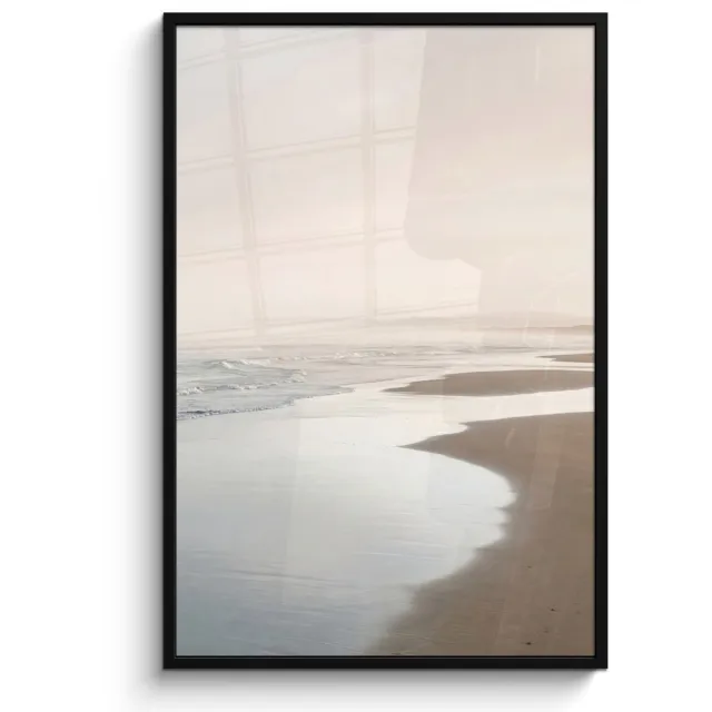 FrameYourWall Poster in lijst - Fotolijst 80x120 cm - Posters - Kustlijn - Strand - Oceaan - Posterlijst zwart - Decoratie - Wanddecoratie woonkamer - Muurdecoratie slaapkamer