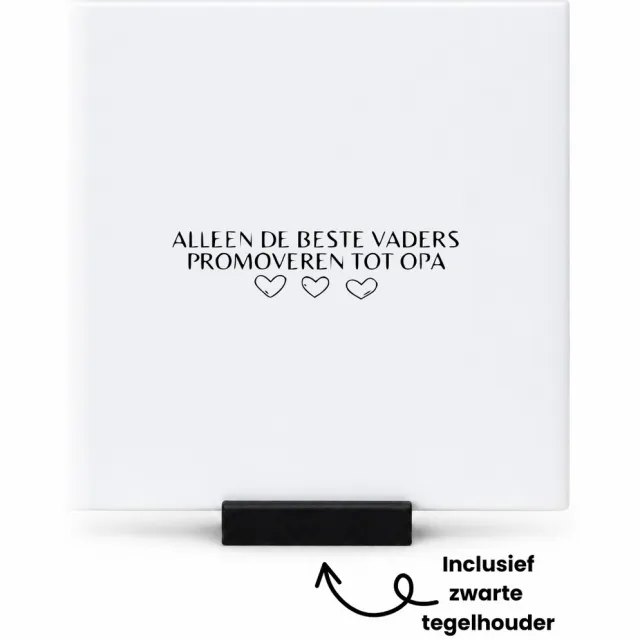 Hacebo alleen de beste vaders promoveren tot opa tegeltje met tegelhouder - de liefste vader die opa wordt - tegeltjes met tekst - vaderdag cadeautjes - vaderdag - cadeau voor opa - cadeau - verjaardagscadeau - spreuktegels - 10.8x10.8 CM Wit
