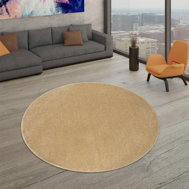 TT Home Woonkamertapijt Kurflor effen design modern en tijdloos beige 160 x 160 cm Rond