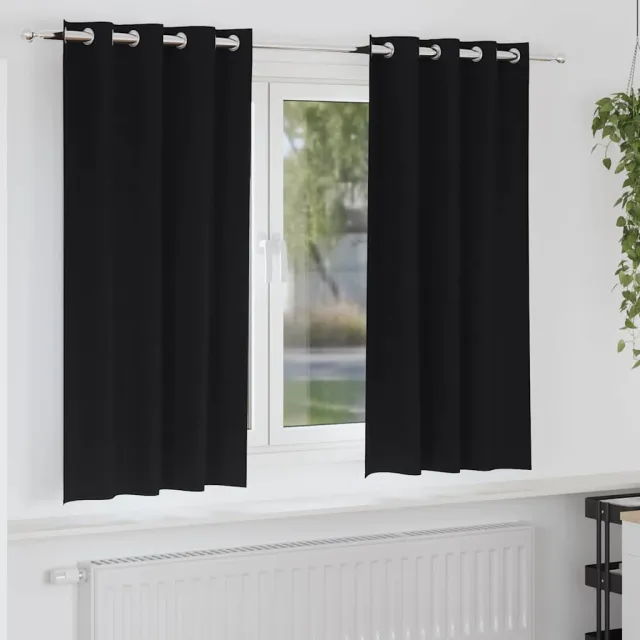 vidaXL Zwart-out Gordijnen met Ringen 2 st Zwart 175 x 140 cm