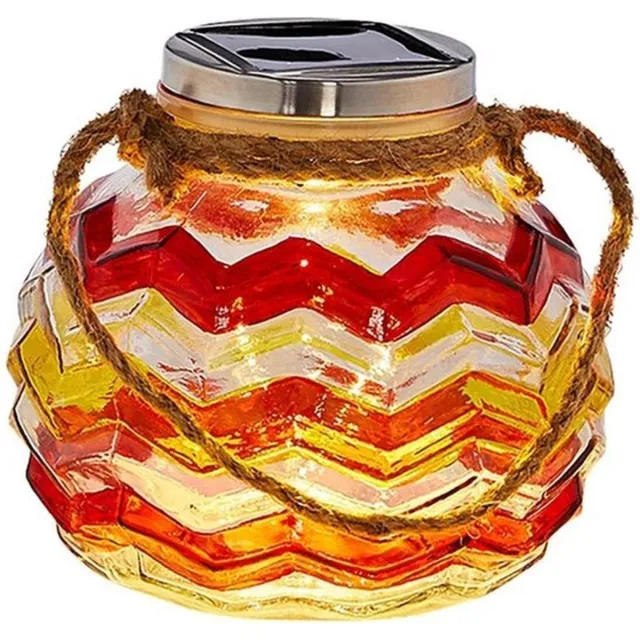Solar windlicht in glas - Rood/Geel geel/rood