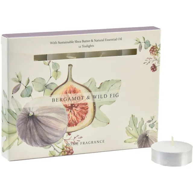 Kaemingk BV Geurkaarsen bergamot wilde vijg theelichtjes Ø3,5cm 12 st wit