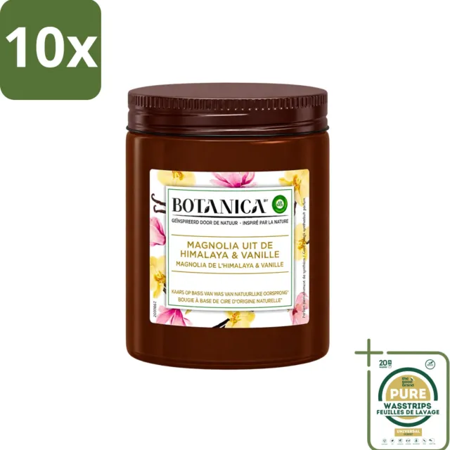 Air Wick 10 x Botanica by Air Wick - Geurkaars - Vanille & Magnolia - 40 Uur Brandduur - Wasstrips - Geurkaars - Vanille En Magnolia - Natuurlijke Geur - Luxe Geur - Ontspanning Bruin