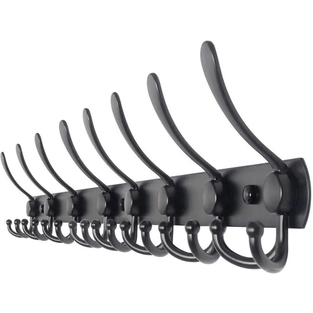Famanu Wandkapstok met 24 haken, hangende muur kapstok van , 75 cm, mat zwart, ideaal voor het ophangen van jassen en accessoires