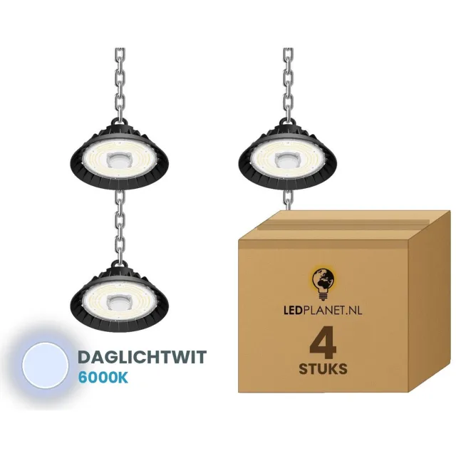 Tsong UFO Lamp - LED High Bay 240W - 36.000 lm - Daglichtwit 6000K - 4 stuks - Bewegingssensor - 0-10V Dimbaar - IP65 - Hal, Werkplaats- & Garageverlichting - 5 jaar garantie