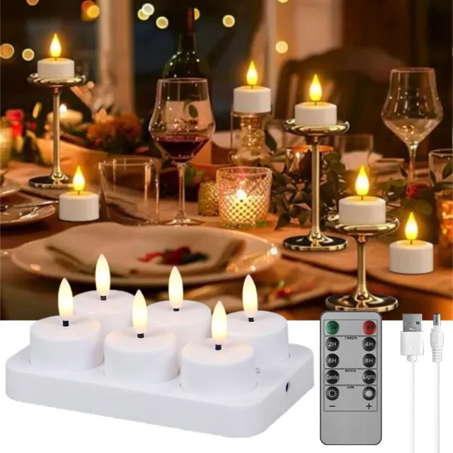 Zyronn 6 oplaadbare theelichtjes met laadstation en timer - led-theelichtjes - flikkerende kaarsen met afstandsbediening - timerfunctie - perfect voor thuis - Halloween - pompoen - Kerstmis - feestdecoratie