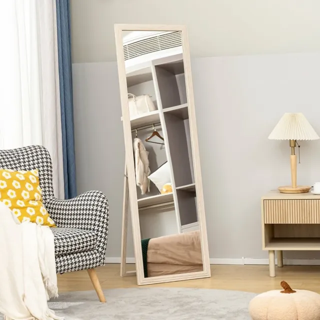 FloraGrace Spiegel – Staande En Wandspiegel Met Frame – 160 x 50 cm – Gehard Glas – Wit – Voor Volledige Pascontrole – Rechthoekig