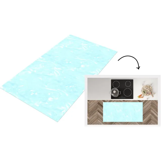 KitchenYeah Keukenloper 120x60 cm - Keukenmat vinyl Marmer - Neon - Blauw - Patronen - Keukenmatten loper - Keuken vloerkleed tapijt Verf