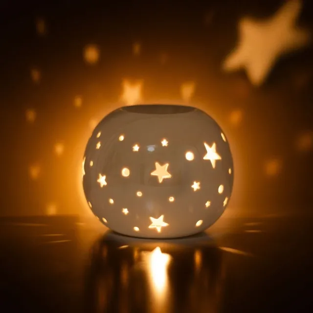 Something Different Iridescent Star and Wax Warmer Oliebrander - Wit