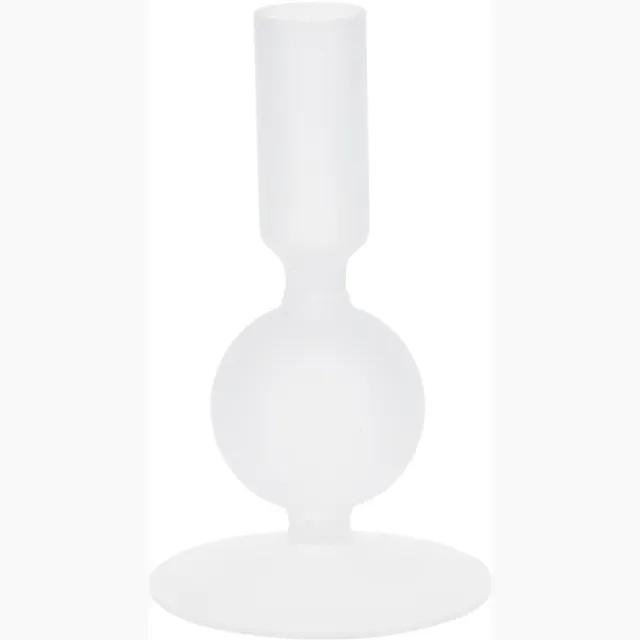 EMAKO Home Styling Collection - Glazen kaarshouder op voet, 14 cm Wit