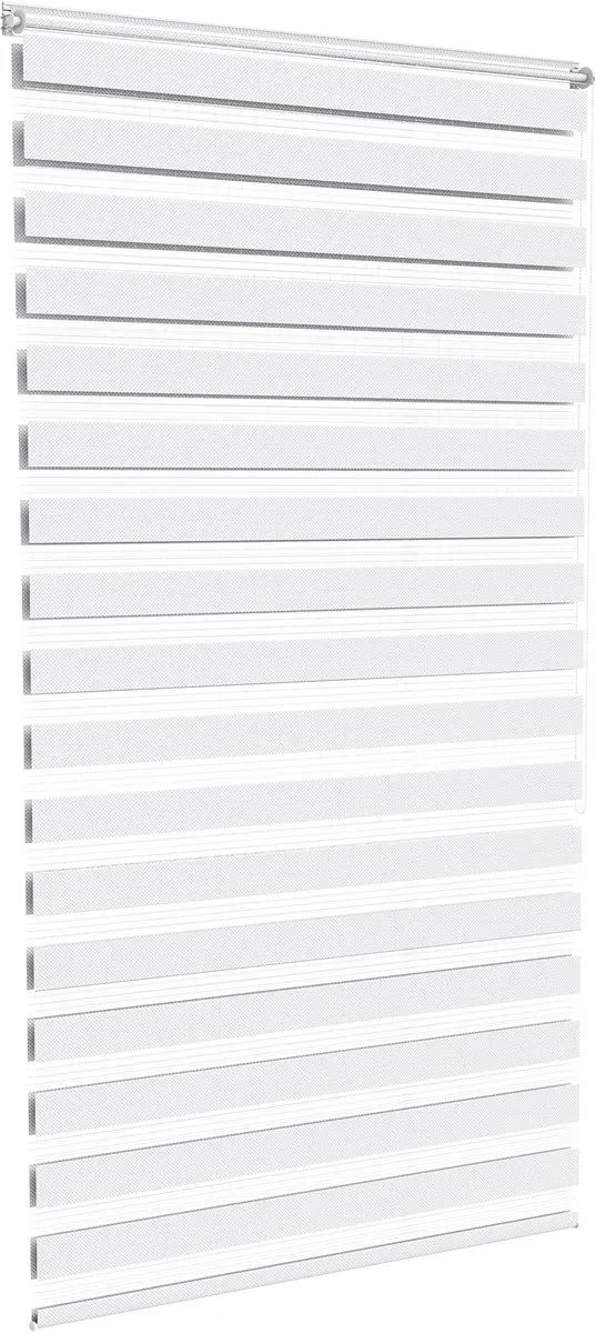 NAIZY Dubbel Rolgordijn Klemmfix Zonder Boren 120x220 cm rolgordijnklem Rolgordijn Zonwering Rolgordijn Raamgordijn voor Ramen en Deuren Zebra Rolgordijn Zijtrek Rolgordijn, Wit