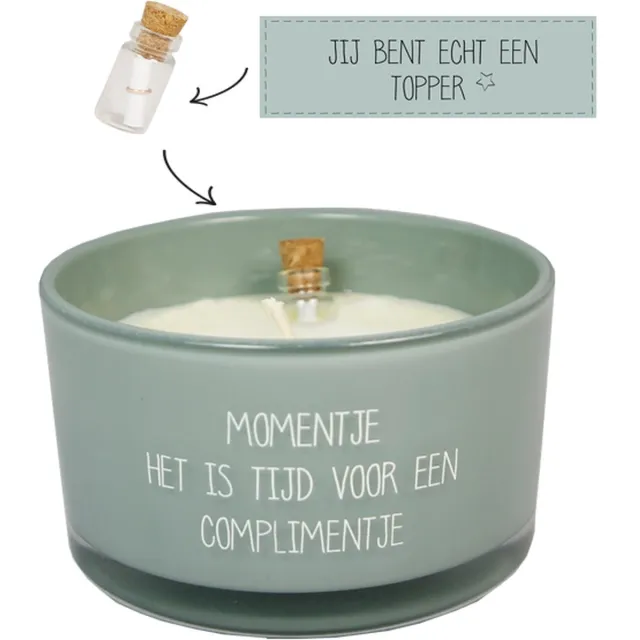 My Flame Lifestyle MY FLAME | Flessenpost kaars - Momentje, het is tijd voor een complimentje - Minty Bamboo Groen