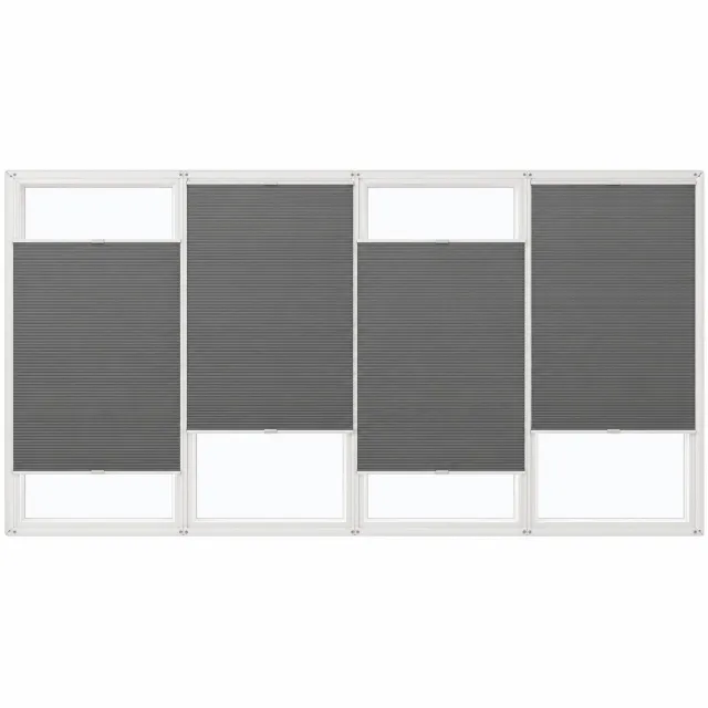 Niamora Plisségordijn - Honingraat Gordijn - Verduisterend Plisségordijn - Raambekleding - 80x130 cm - thermische dubbelgeplooide blind. Donkergrijs-wit