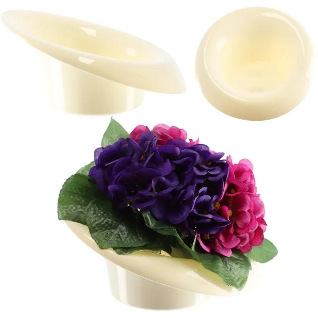 KADAX Ikebana Ikebana Kunststof vaas, bloempot, bloemenschaal, Japanse zonnebloemhouder voor zonnebloemen, Ikebana bloemenvaas, bloemstuk (diameter 11 cm, schef, crème)