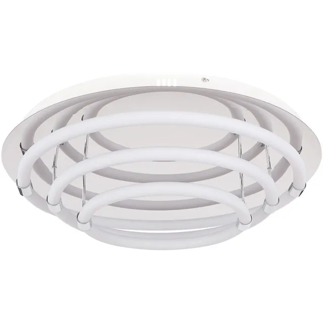 Globo Lighting LED plafondlamp woonkamerlamp eetkamerlamp slaapkamerlamp designlamp, metaal kunststof wit chroom, 54W 3240Lm 3000K warm wit, D 55 cm