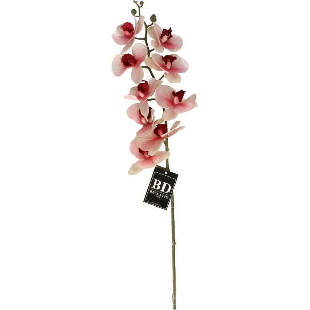 Bellatio Design Kunstbloem Orchidee Bora - roze - 108 cm - losse steel - kunst zijdebloemen - Phalaenopsis