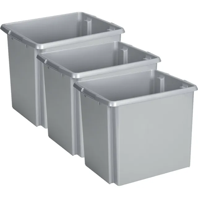 Sunware Opslagbox Nesta - 3x - kunststof - 45L - grijs - 45 x 36 x 36 cm - stapelbaar Lichtgrijs