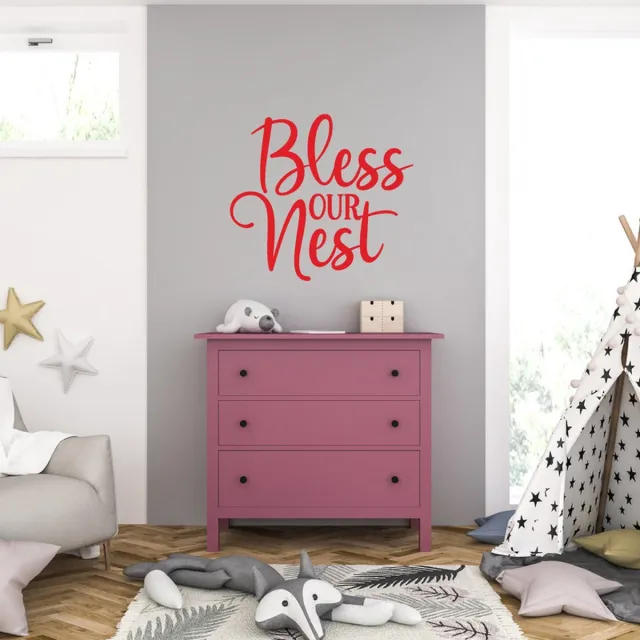 MC Living Muursticker - Bless Our Nest - 46,4 x 50,4 - Rood