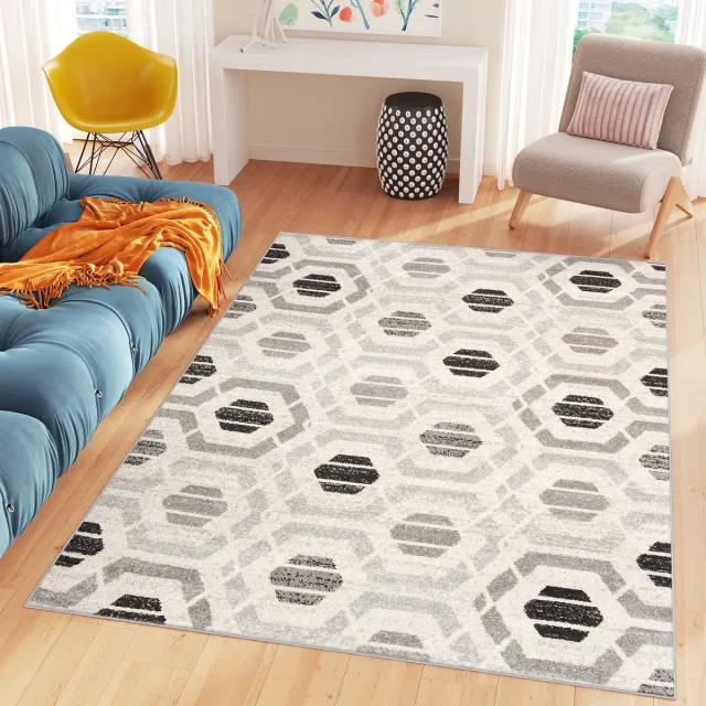Tapiso Cosmo Vloerkleed Grijs Woonkamer Modern Tapijt