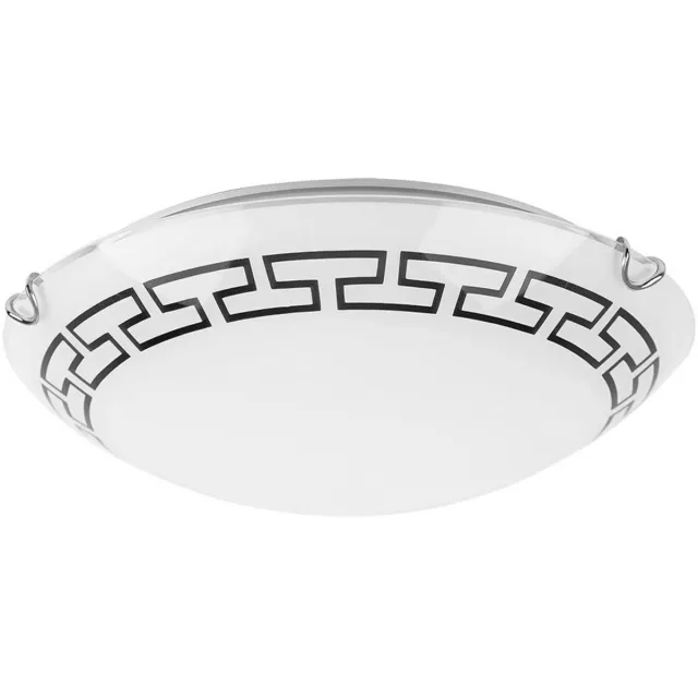 Globo Plafondlamp gesatineerd glas gedessineerd Ganglamp rond, metaal, 1x LED 12W 967Lm warm wit, DxH 30x9 cm
